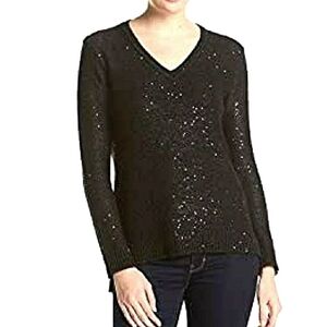 Jones NY sequin Yarn V neck sweater top